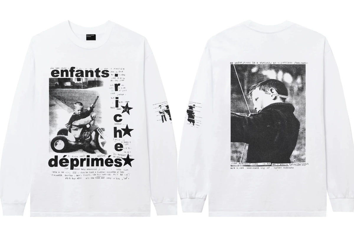 ERD Star & Photo Graphic Long Sleeve T-Shirt (White)