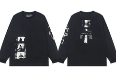 ERD Side Graphic & Back Printed Long Sleeve T-Shirt (Black)