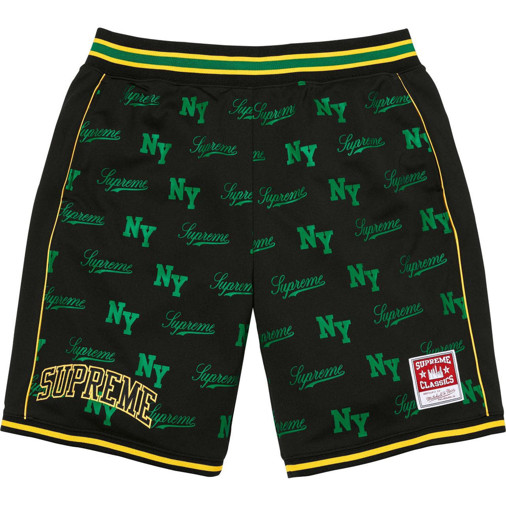 Supreme Allover Print Basketball Shorts - Black / Green / Gold
