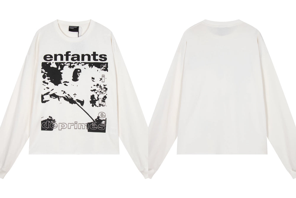 ERD Multi-Graphic Collage Long Sleeve T-Shirt (Off-White)
