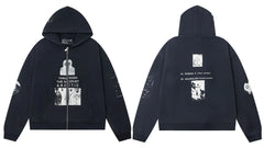 ERD "Through The Soviet Arctic" Graphic Full-Zip Hoodie (Washed Black)