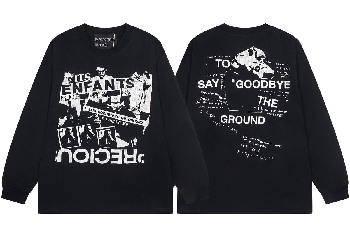 ERD "Say Goodbye To The Ground" Printed Long Sleeve T-Shirt (Black)