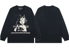 ERD Child Portrait Graphic Long Sleeve T-Shirt (Black)