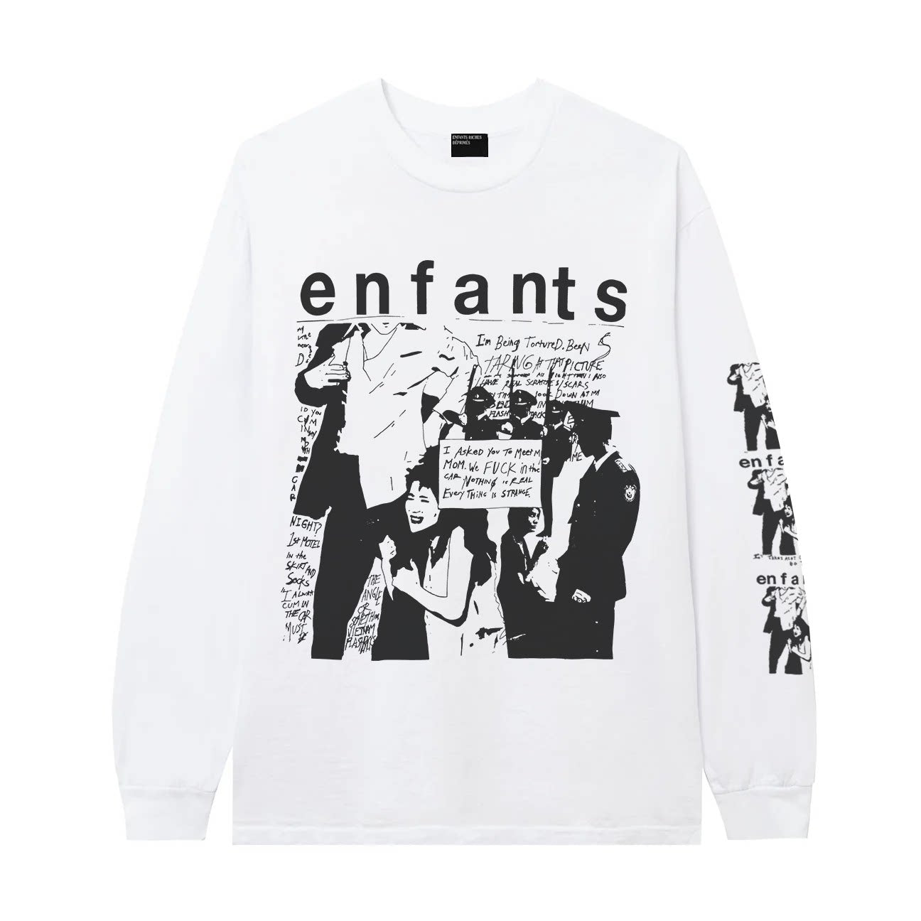 ERD Sketch Graphic Long Sleeve T-Shirt (White)