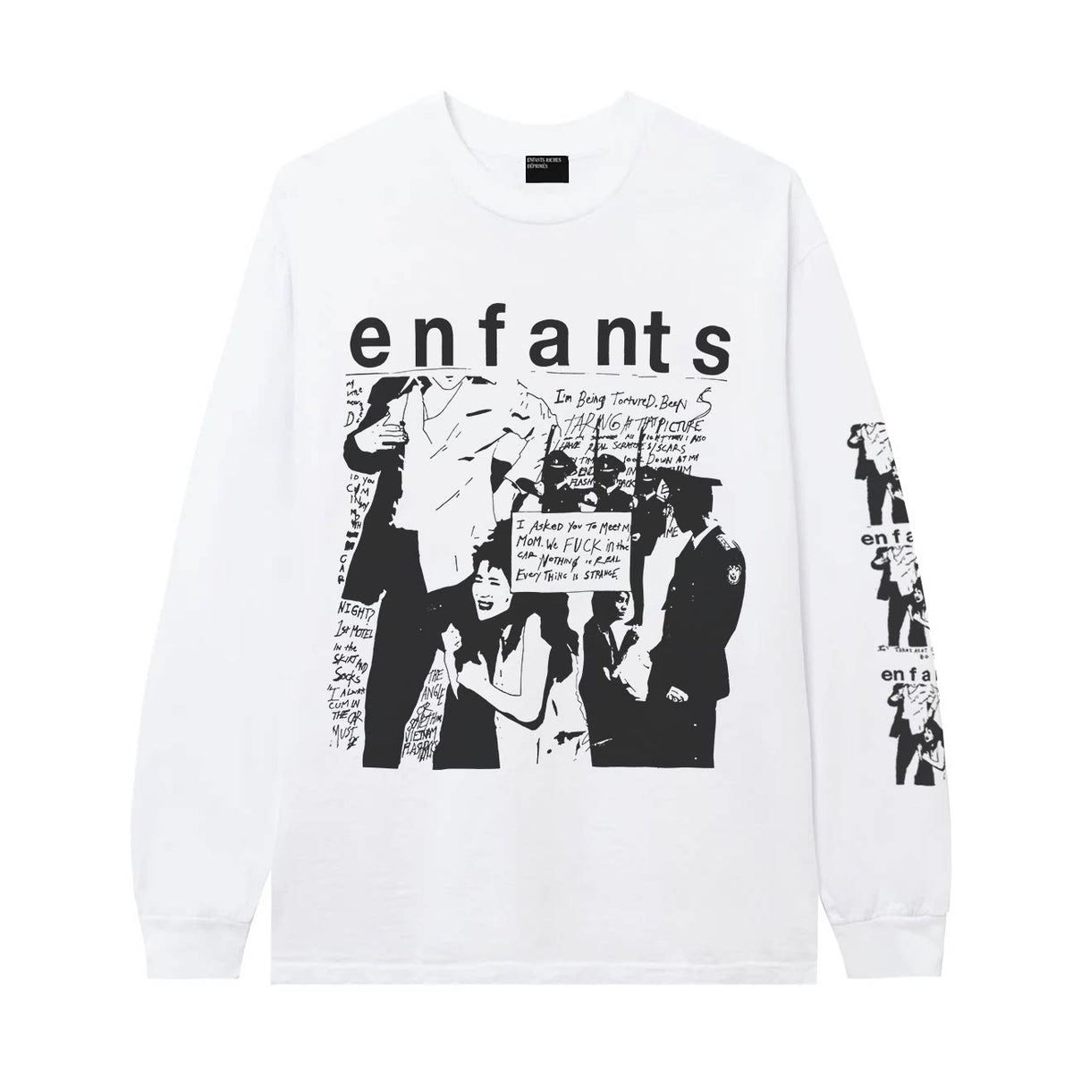 ERD Sketch Graphic Long Sleeve T-Shirt (White)