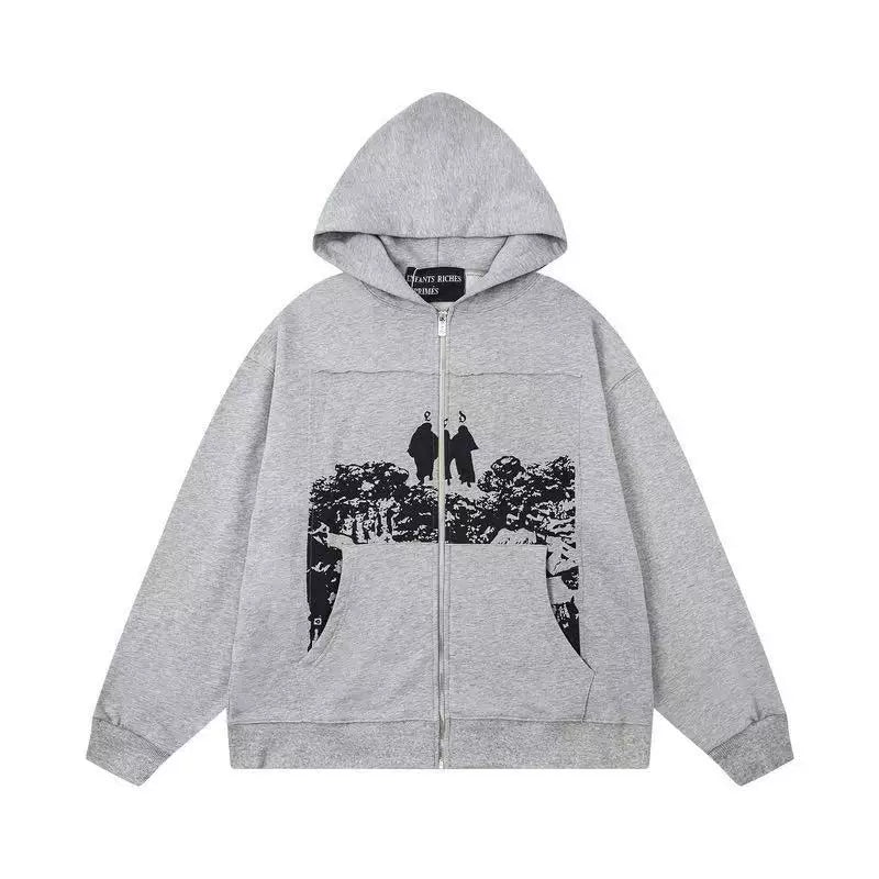 ERD Silhouette Graphic Full-Zip Hoodie (Heather Grey)