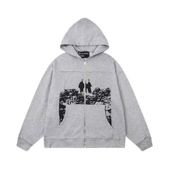 ERD Silhouette Graphic Full-Zip Hoodie (Heather Grey)