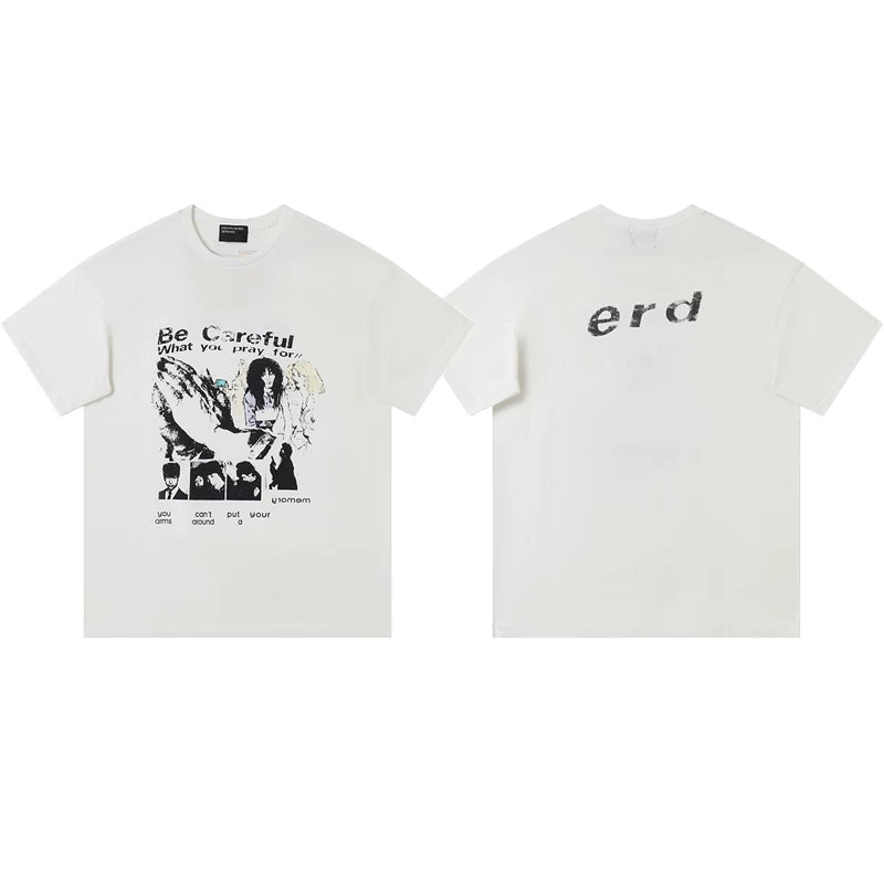 ERD Be Careful Graphic Short Sleeve T-Shirt (Off-White)