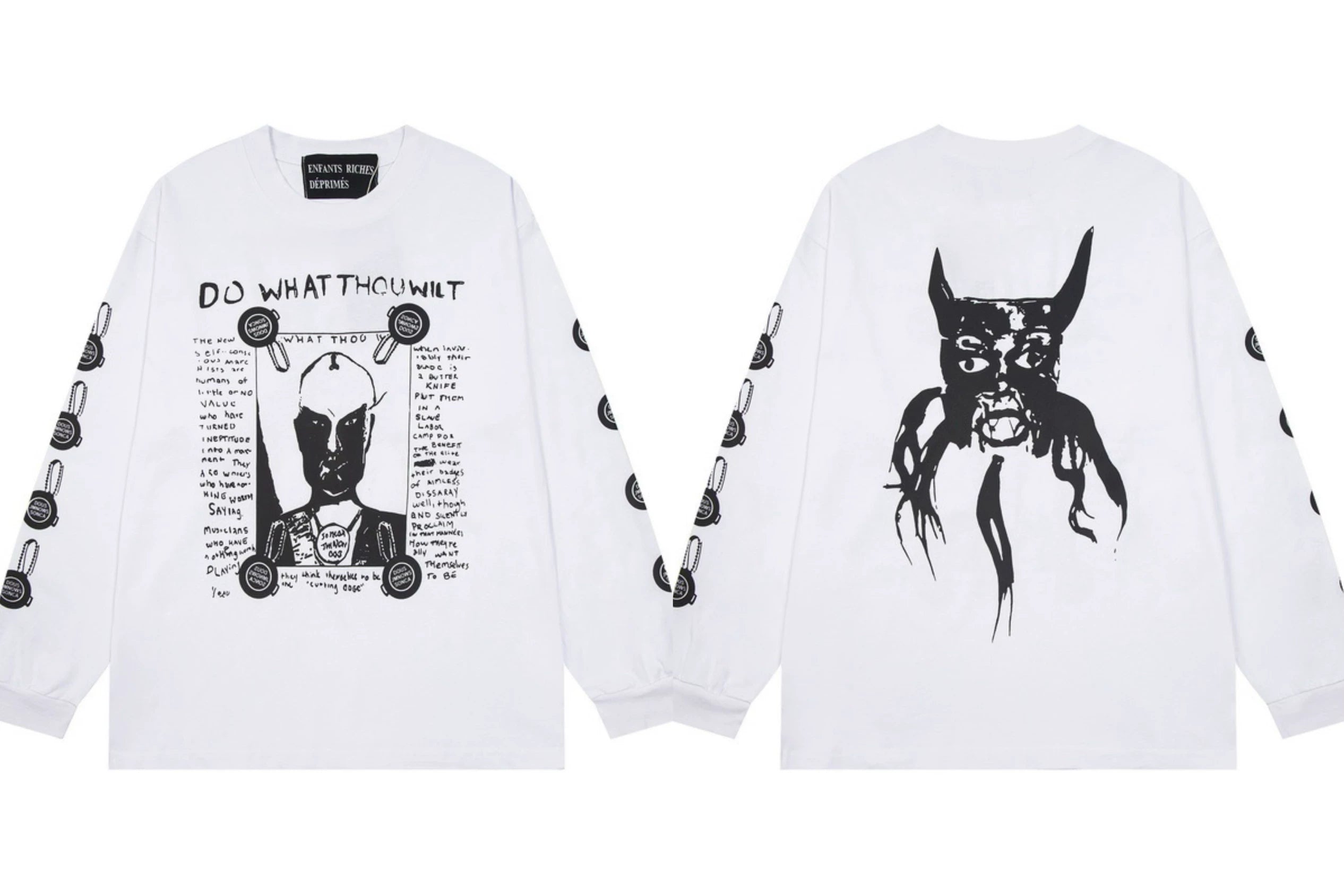 ERD "Do What Thou Wilt" Graphic Long Sleeve T-Shirt (White)