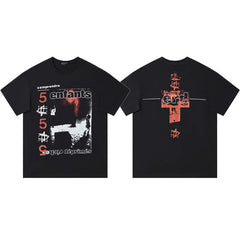 ERD 555 Red Cross Graphic Short Sleeve T-Shirt (Black)