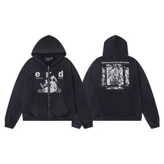 ERD Logo Graphic Full-Zip Hoodie (Washed Black)