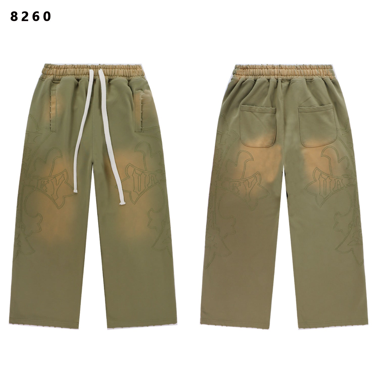 Vale Forever Cross Patch Graphic Drawstring Sweatpants (Olive Green)
