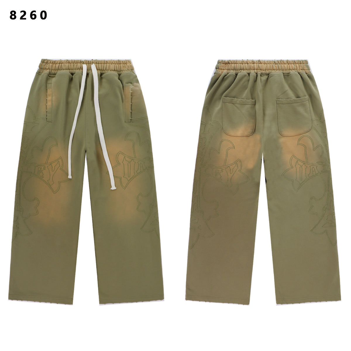 Vale Forever Cross Patch Graphic Drawstring Sweatpants (Olive Green)