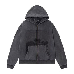 ERD Silhouette Graphic Full-Zip Hoodie (Washed Black)