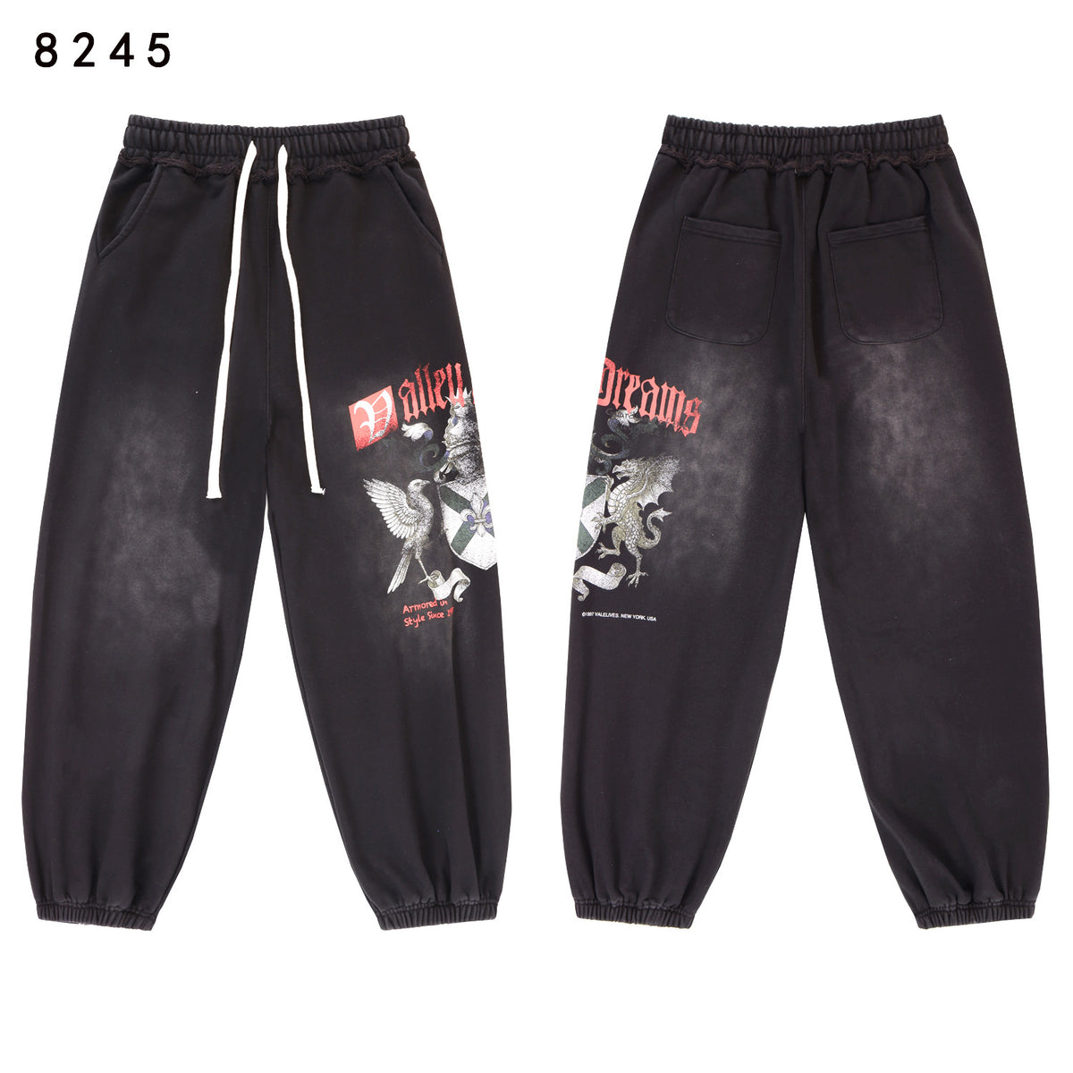 Vale Forever "Valley Dreams" Gothic Graphic Drawstring Sweatpants (Washed Black)