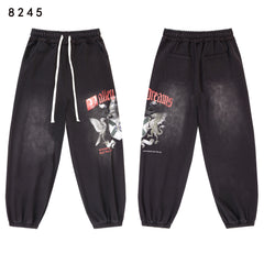 Vale Forever "Valley Dreams" Gothic Graphic Drawstring Sweatpants (Washed Black)
