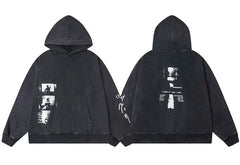 ERD Side Graphic Strip Pullover Hoodie (Washed Black)
