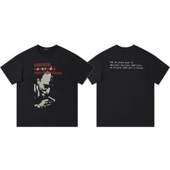 ERD Bukowski Portrait Graphic Short Sleeve T-Shirt (Black)