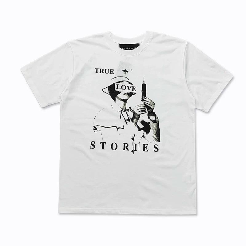 ERD True Love Stories Nurse Graphic Short Sleeve T-Shirt (White)