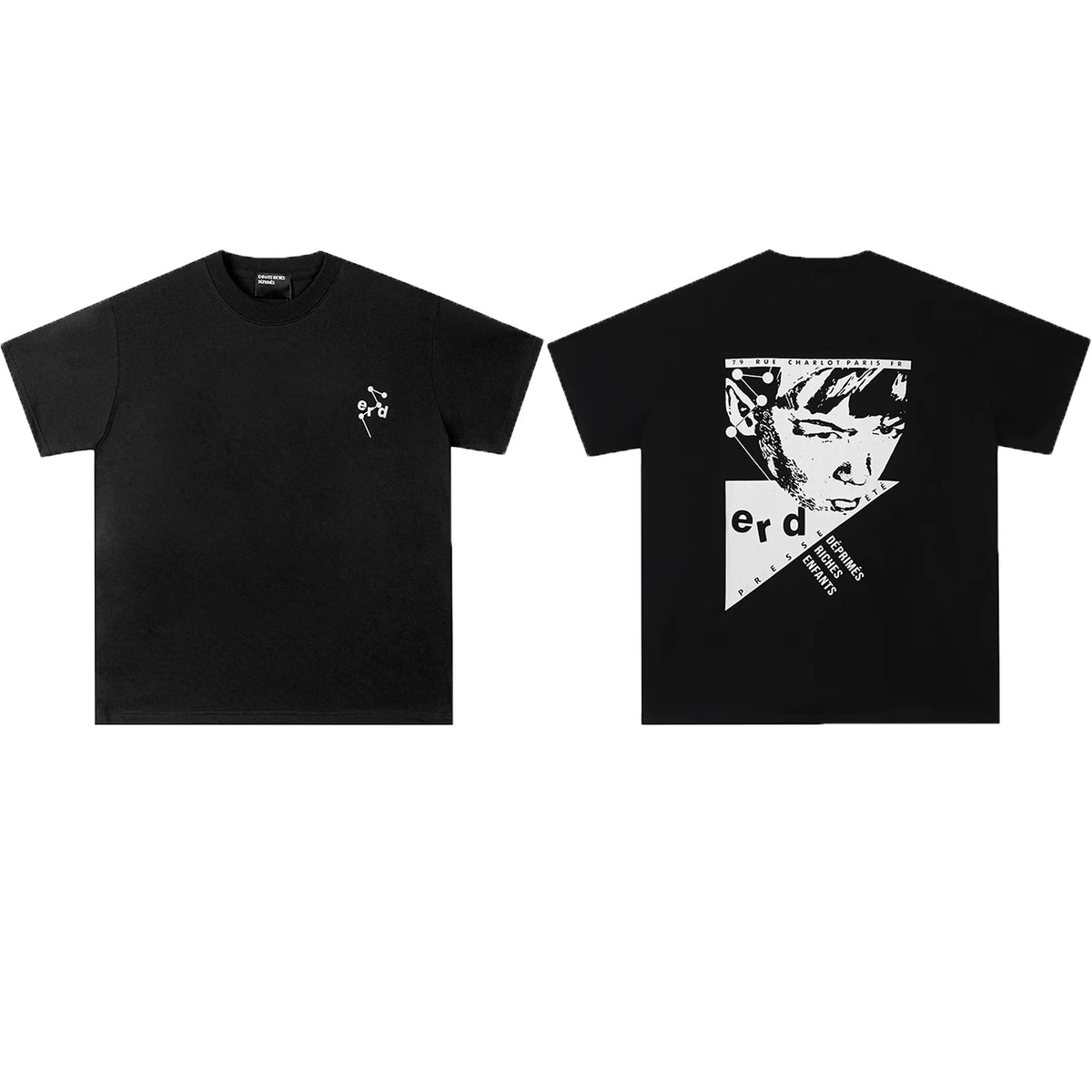 ERD Geometric Portrait Graphic Short Sleeve T-Shirt (Black)