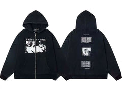 ERD Graphic Zip Up Hoodie Black