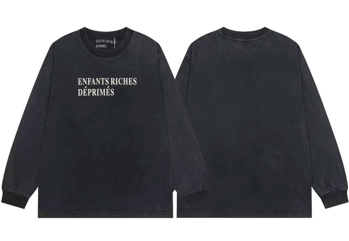 ERD Classic Logo Printed Long Sleeve T-Shirt (Washed Black)