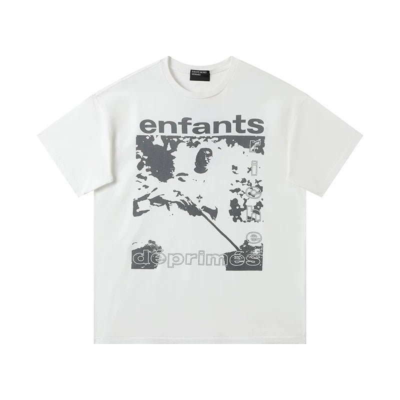 ERD Monochromatic Photo Graphic Short Sleeve T-Shirt (Off-White)