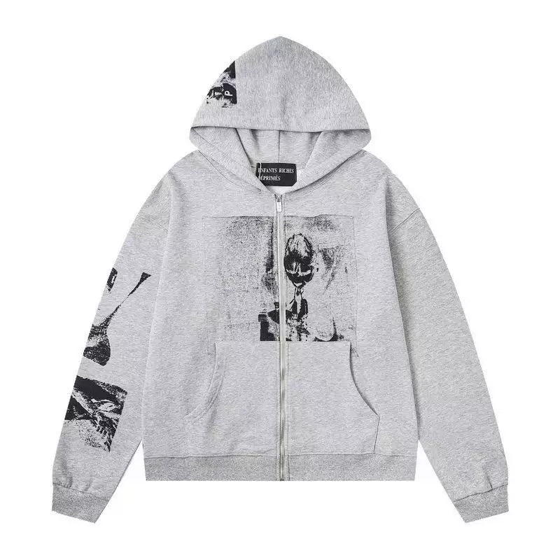 ERD Cross Graphic Full-Zip Hoodie (Heather Grey)