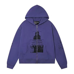 ERD Through The Soviet Arctic Graphic Full-Zip Hoodie (Purple)