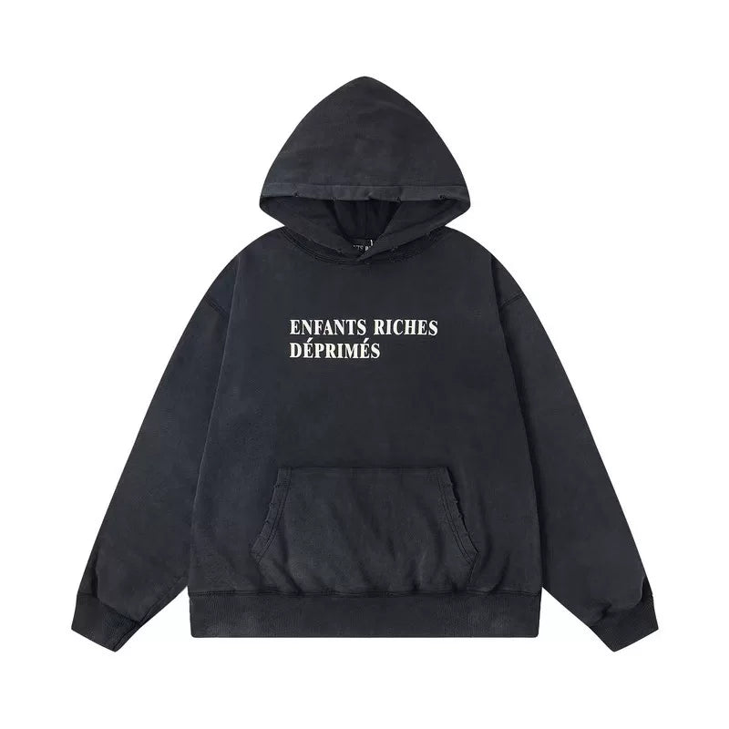 ERD Logo Text Pullover Hoodie (Washed Black)