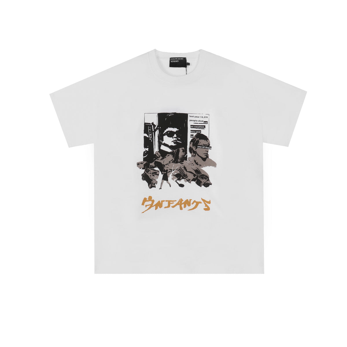 ERD Figure Portrait Graphic Short Sleeve T-Shirt (Off-White)