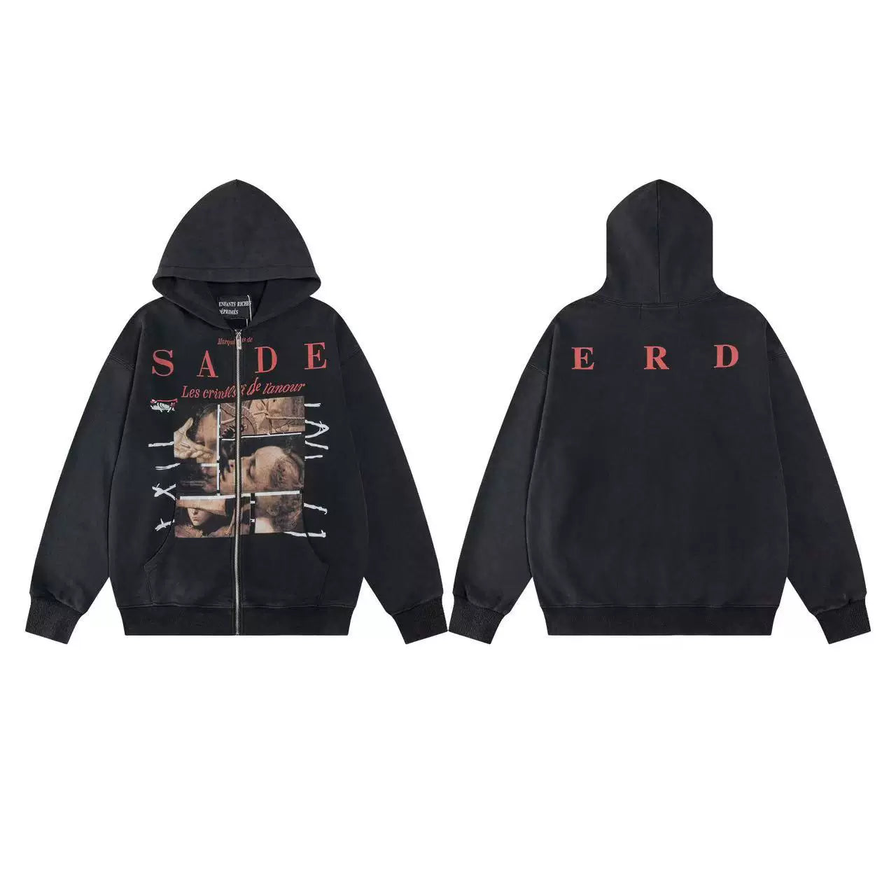 ERD SADE Graphic Full-Zip Hoodie (Washed Black)
