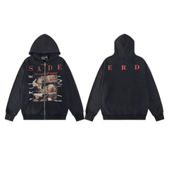 ERD SADE Graphic Full-Zip Hoodie (Washed Black)