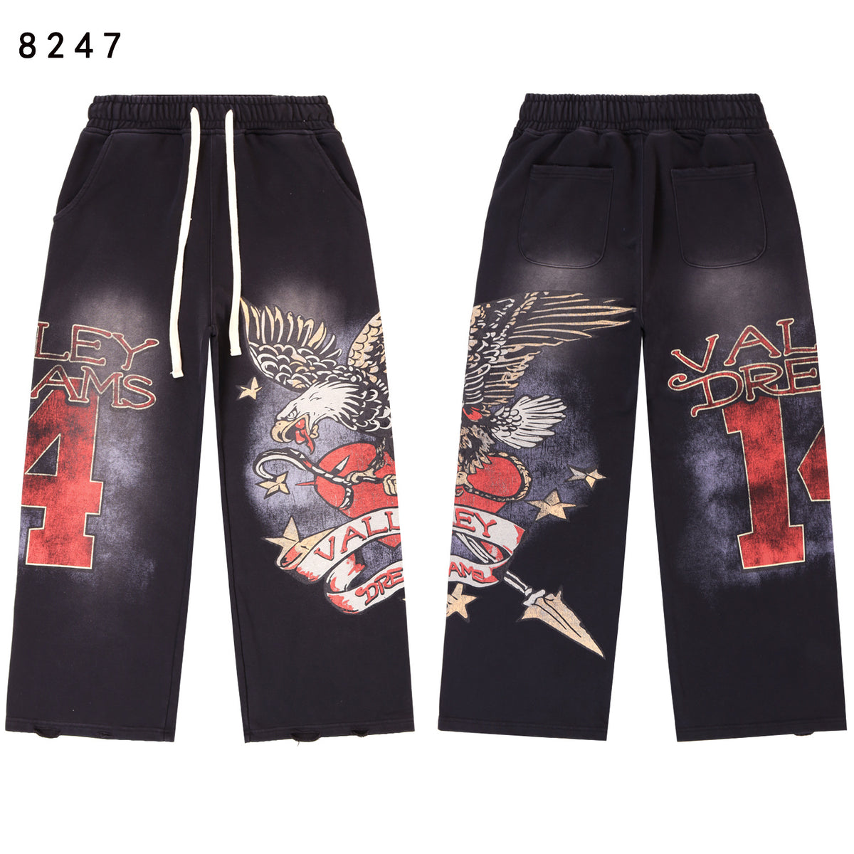 Vale Forever "Valley Dreams" Eagle Graphic Drawstring Sweatpants (Black)