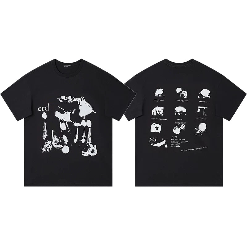 ERD Illustrative Grid Graphic Short Sleeve T-Shirt (Black)