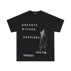 ERD Kick The Tragedy Line Graphic Short Sleeve T-Shirt (Black)