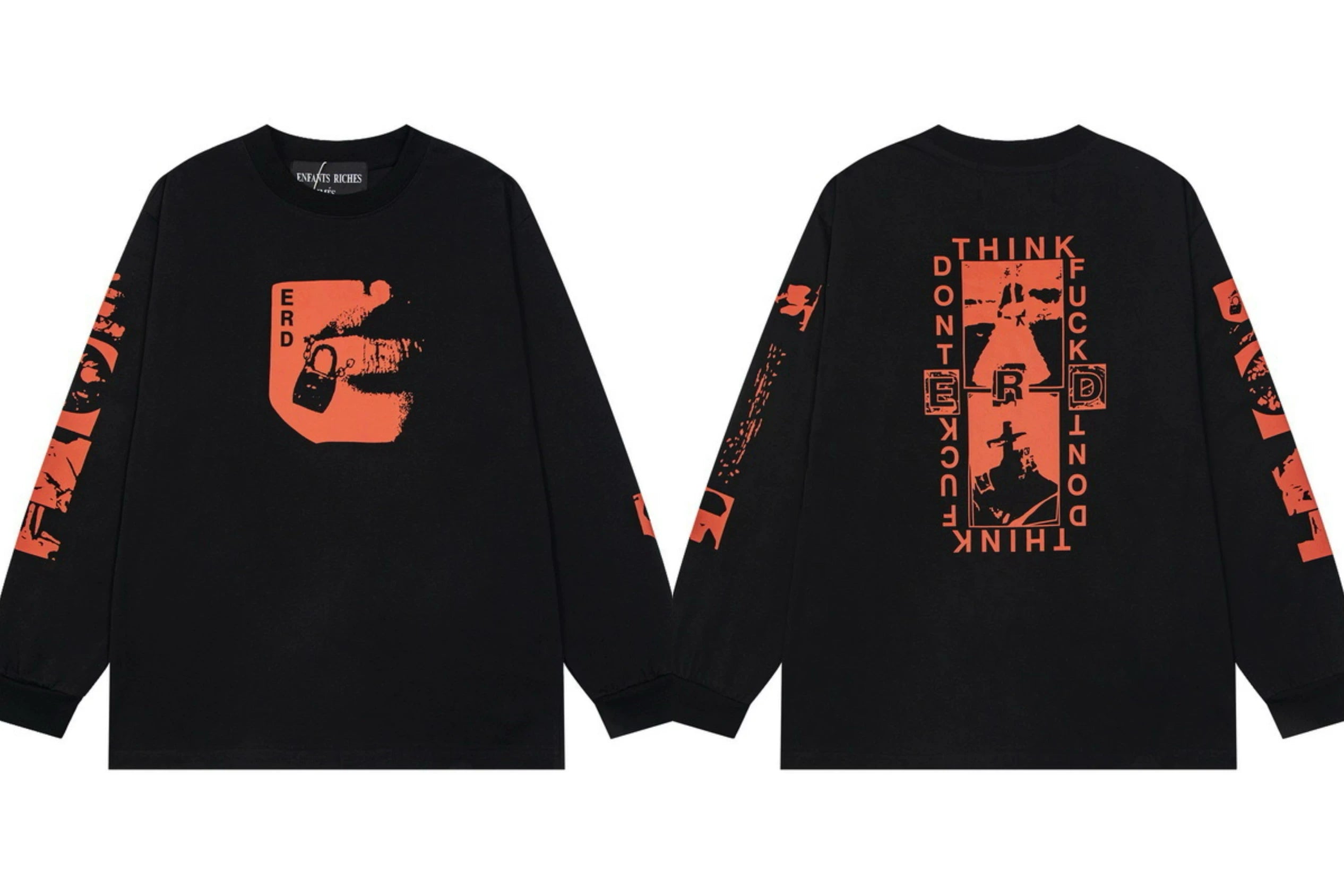 ERD Orange Graphic Logo Long Sleeve T-Shirt (Black)