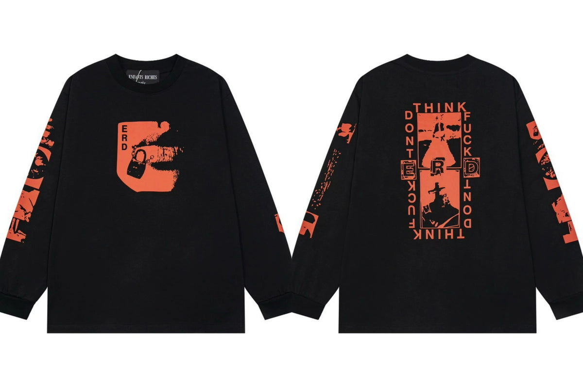 ERD Orange Graphic Logo Long Sleeve T-Shirt (Black)