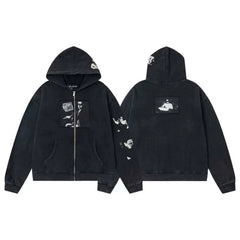 ERD Photo Graphic Full-Zip Hoodie (Washed Black)
