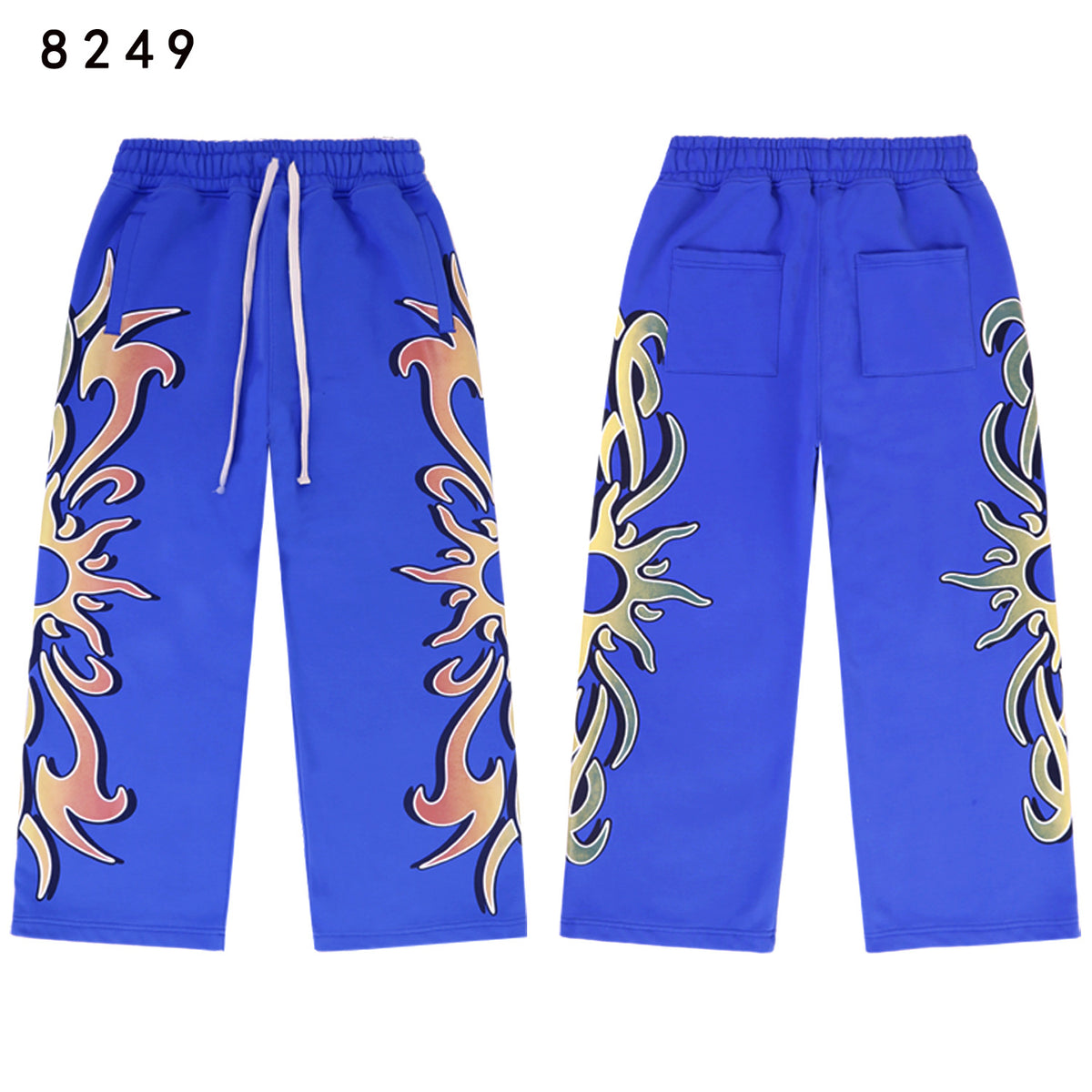 Vale Forever Flame Sun Tribal Graphic Drawstring Sweatpants (Blue)