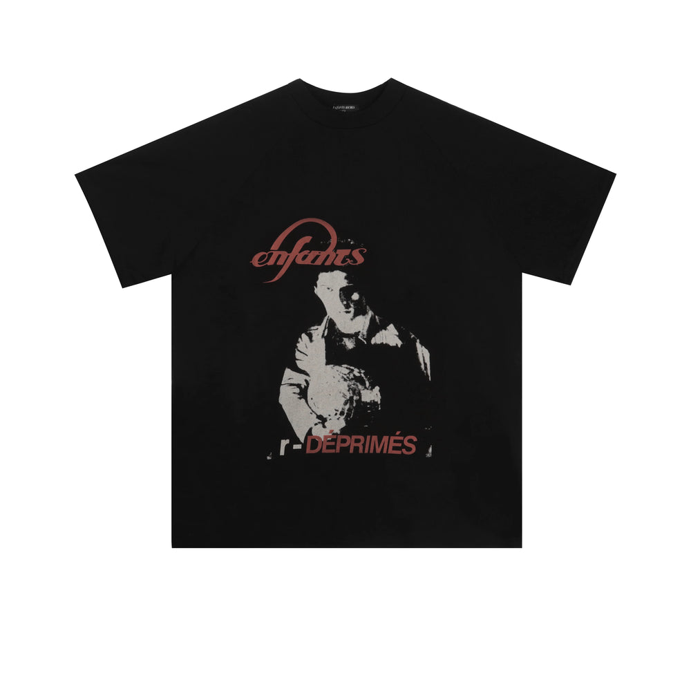 ERD Cursive Logo Figure Graphic Short Sleeve T-Shirt (Black)