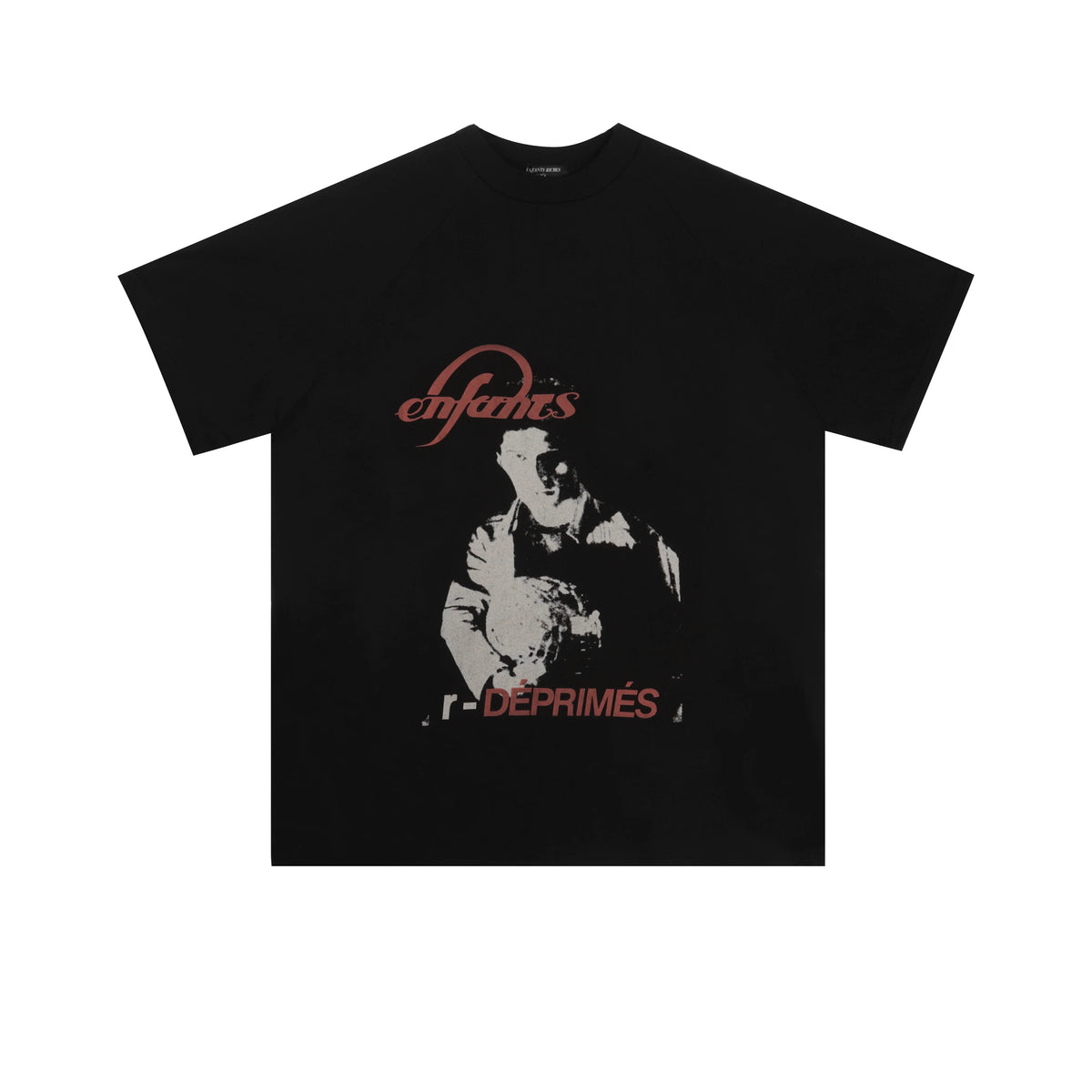 ERD Cursive Logo Figure Graphic Short Sleeve T-Shirt (Black)