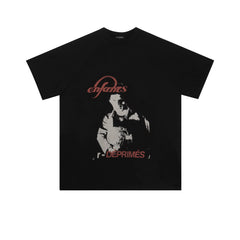 ERD Cursive Logo Figure Graphic Short Sleeve T-Shirt (Black)