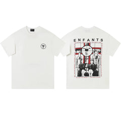 ERD Cross Portrait Graphic Short Sleeve T-Shirt (Off-White)