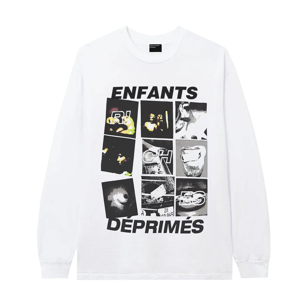 ERD Multi-Panel Photo Collage Long Sleeve T-Shirt (White)