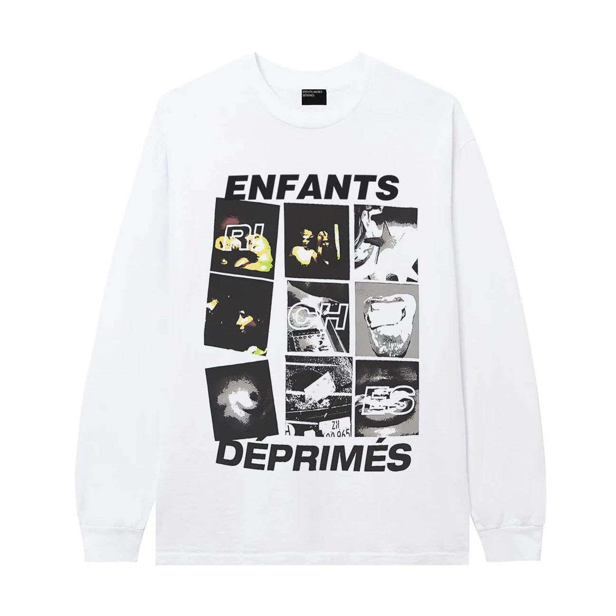 ERD Multi-Panel Photo Collage Long Sleeve T-Shirt (White)