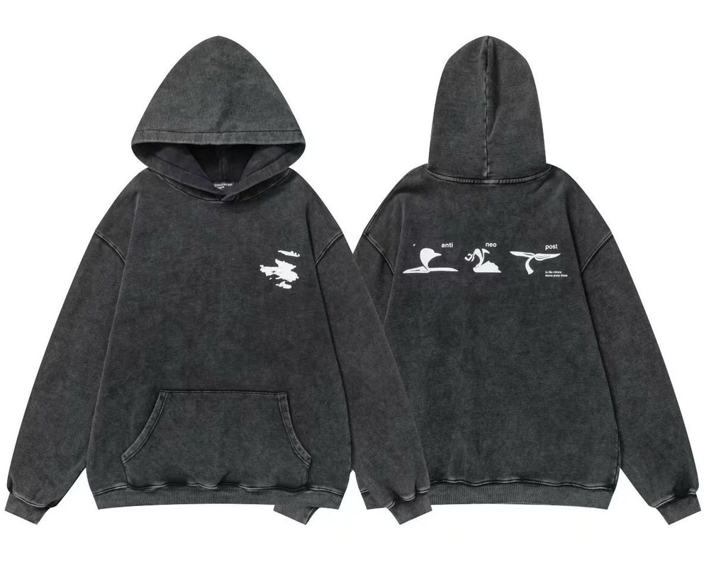 ERD Minimal Chest Graphic Pullover Hoodie (Washed Black)