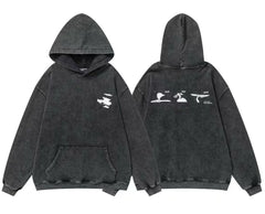 ERD Minimal Chest Graphic Pullover Hoodie (Washed Black)
