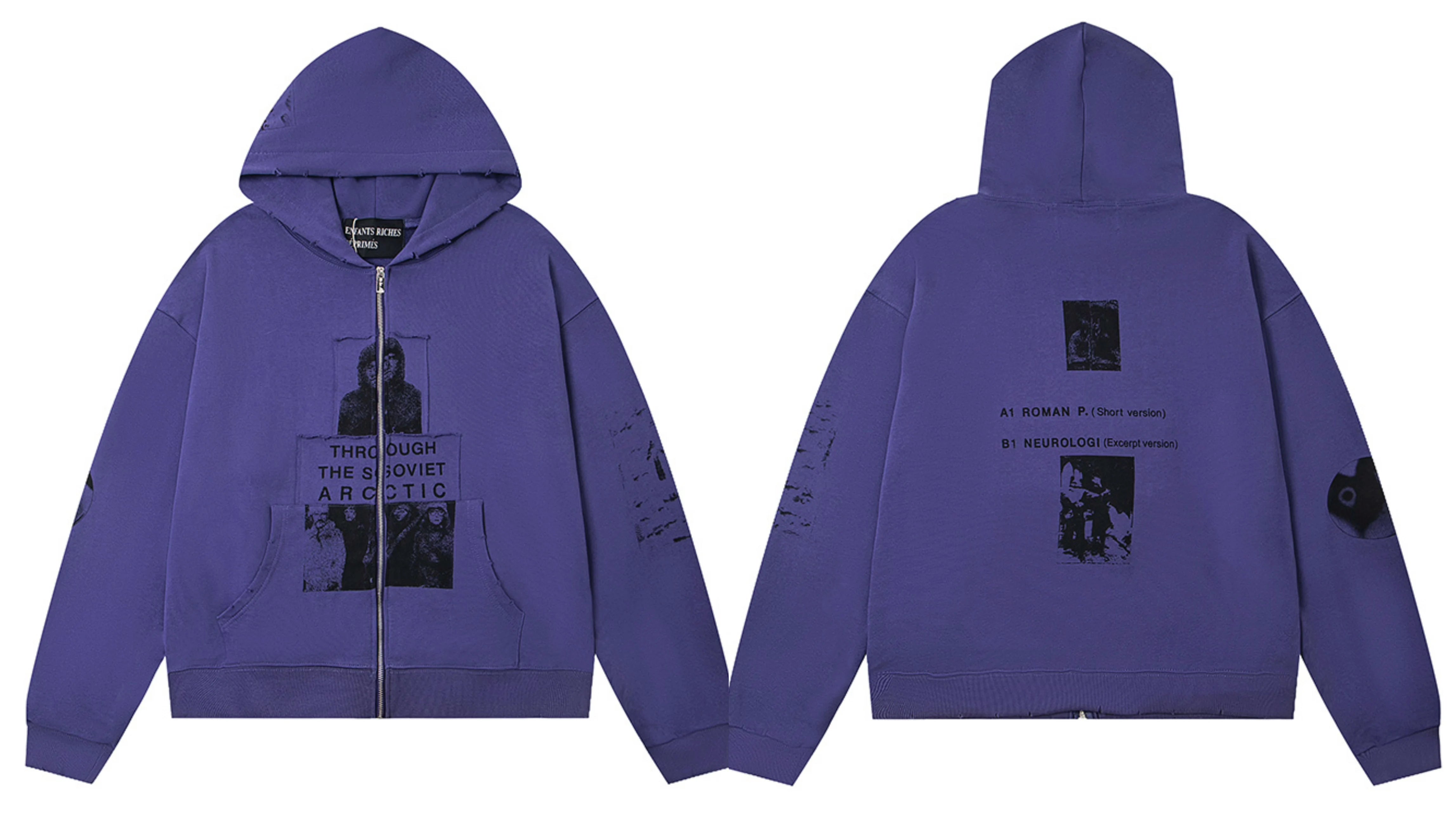 ERD "Through The Soviet Arctic" Graphic Full-Zip Hoodie (Purple)