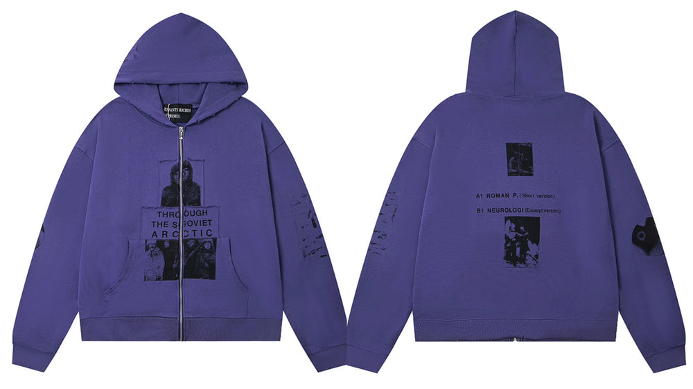 ERD "Through The Soviet Arctic" Graphic Full-Zip Hoodie (Purple)